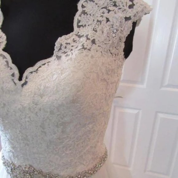 BRAND NEW! NEVER WORN! Allure 2851 Wedding Dress (Size 10, Champagne and Ivory) - Picture 6 of 15